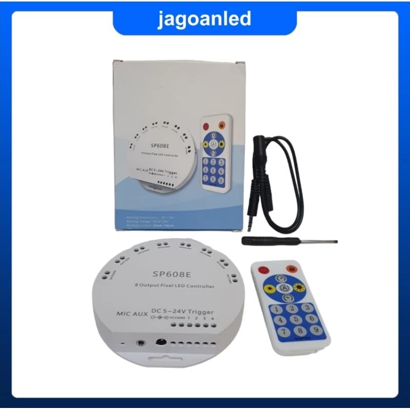 Controller SP608E 8CH Outputs Bluetooth APP & RF Remote Addressable LED Music