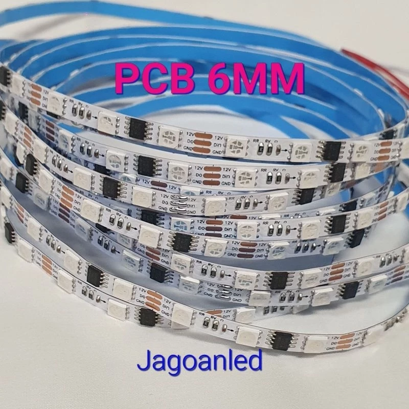 LED Strip WS2811 12V PCB Putih 6mm 60led/m Addressable 5m